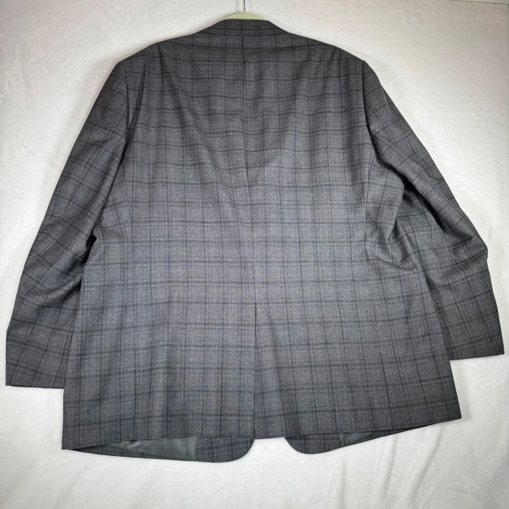 Turnbury Men's 50R Gray‎ Plaid Wool Blend Sport Coat Blazer Jacket